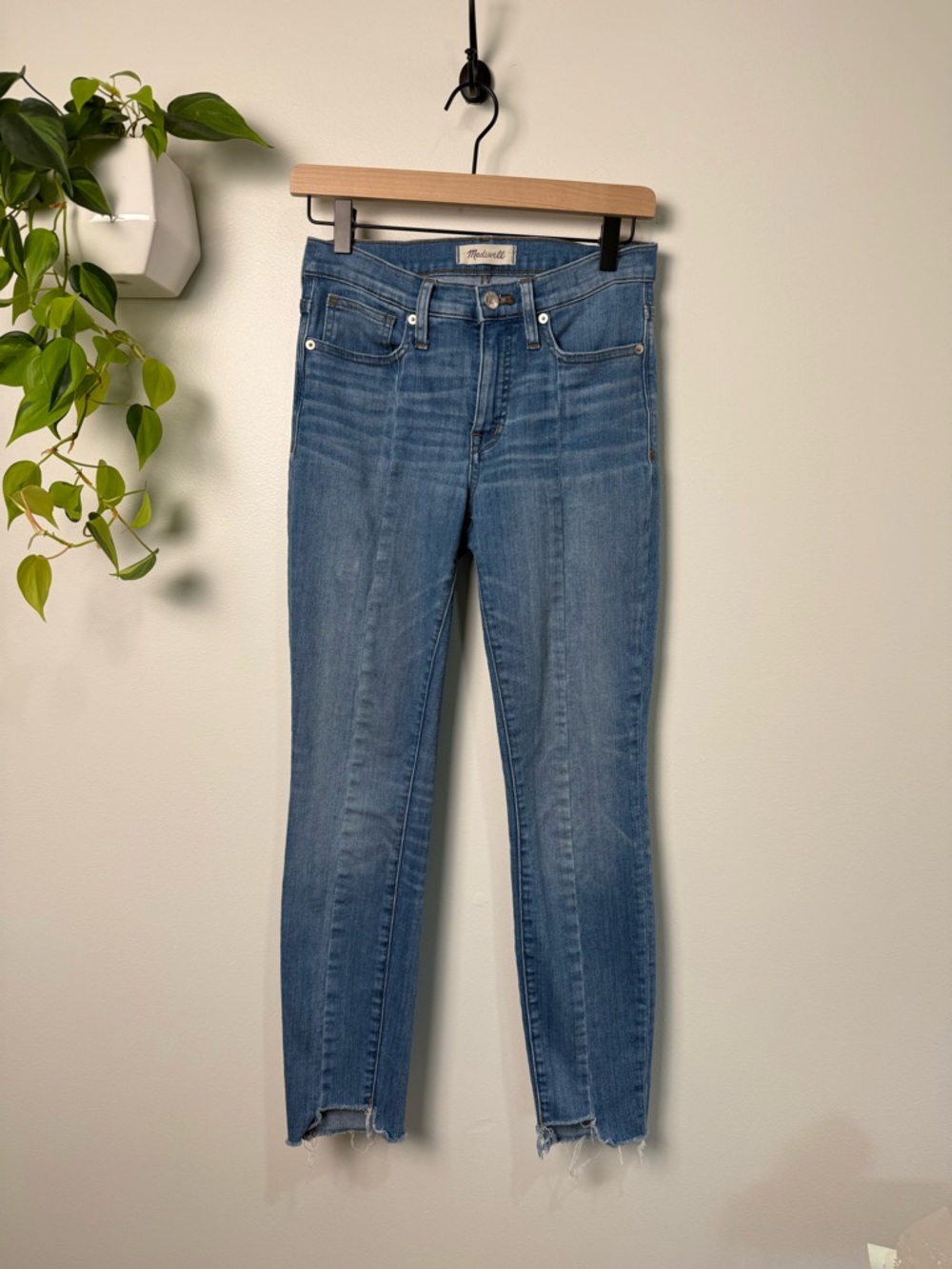 Madewell 9” High Rise Skinny‎ Jeans Women 25 Blue Raw Hem Ankle Stretch Denim